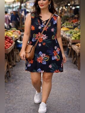 Old Navy Sleeveless Black Floral Shift Dress - Floral Print Summer Dress XL